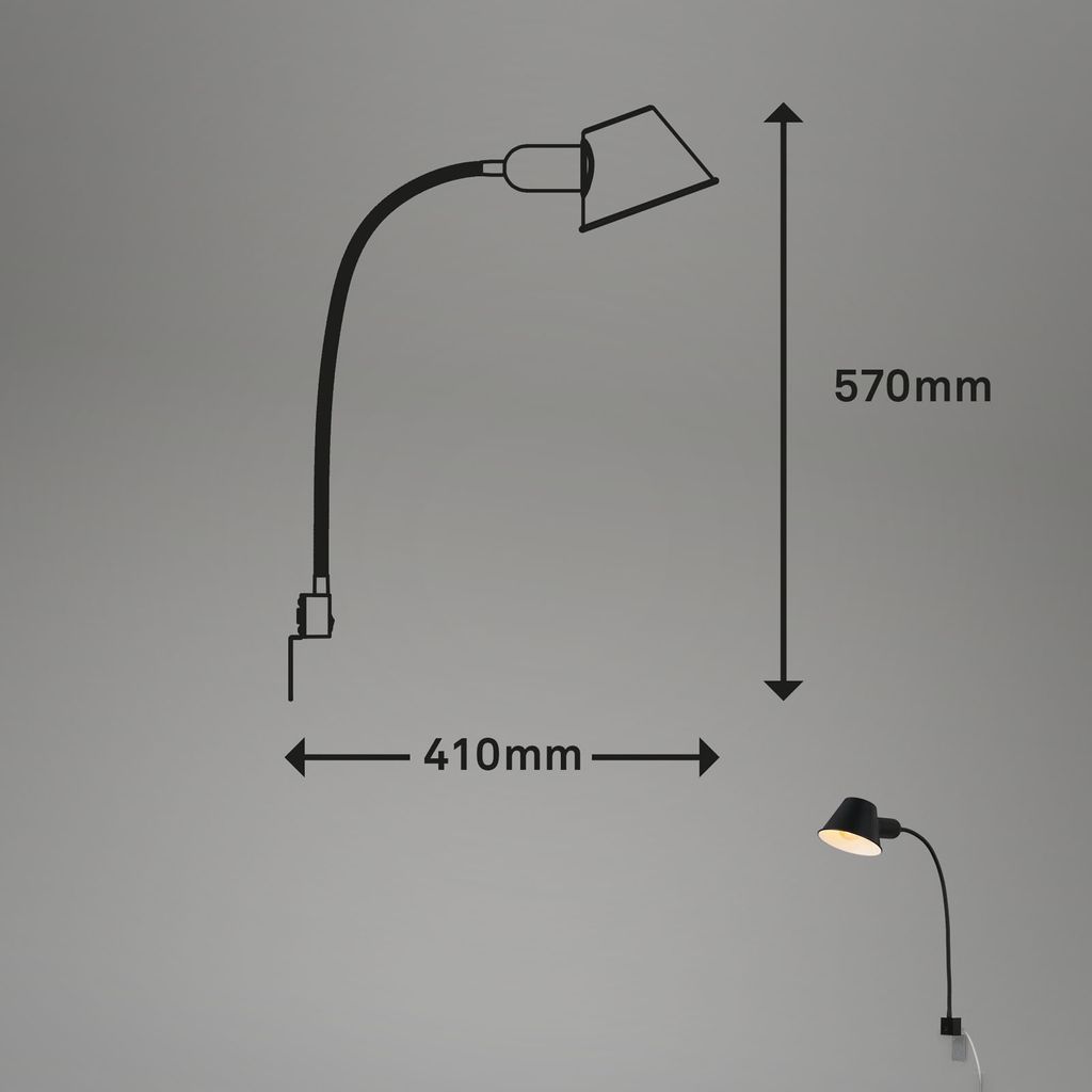 Lampe à pince / veilleuse Ø 14 cm 1x exkl. E27 10 W noir