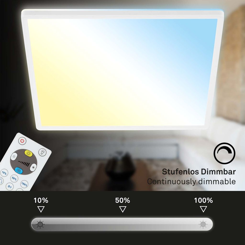 LED Panel Dimmbar Fernbedienung Ultraflach CCT 22 W weiß Kunststoff Briloner 5