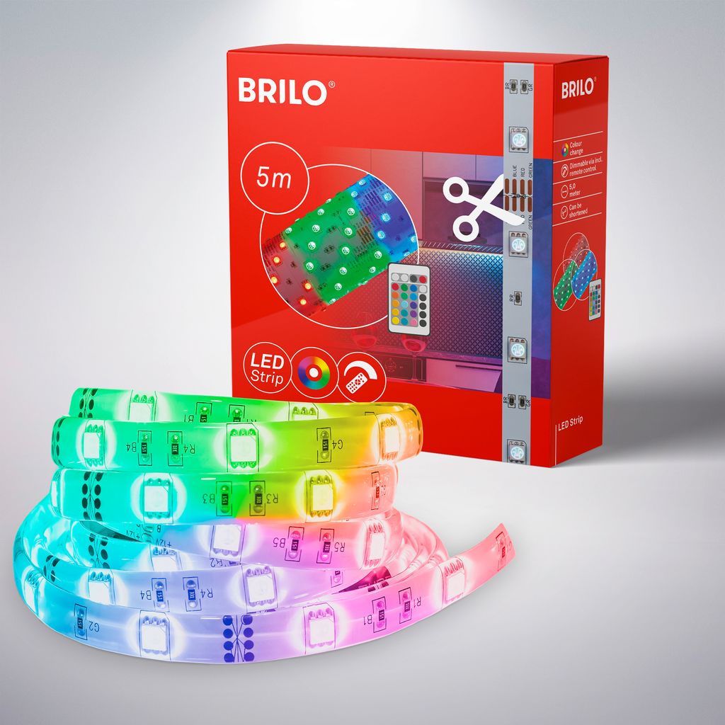 LED Stripe Dimmbar 5 Meter RGB Fernbedienung 24W weiß Kunststoff Briloner 1