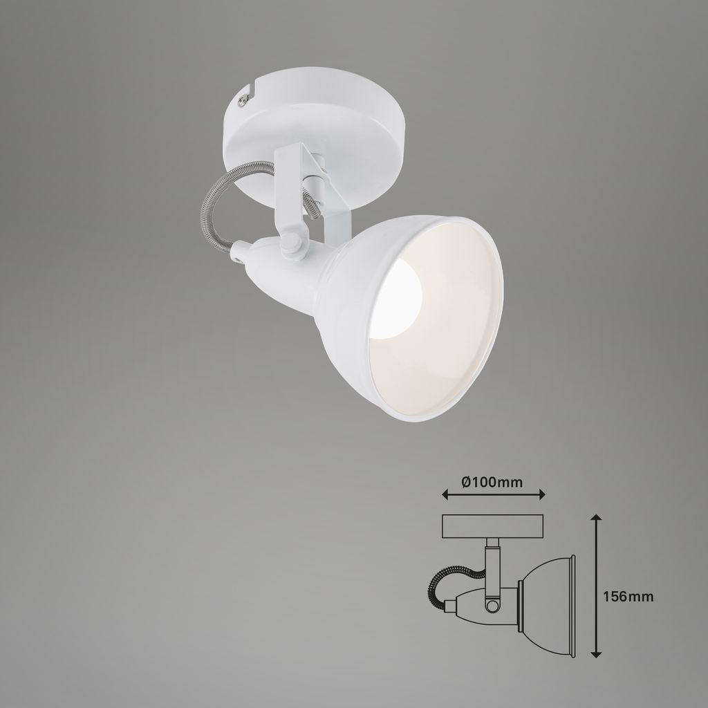 Wandleuchte Spotlampe dreh-& schwenkbar 1xE14 Retro 40W Ø10.5cm Weiß Briloner 3