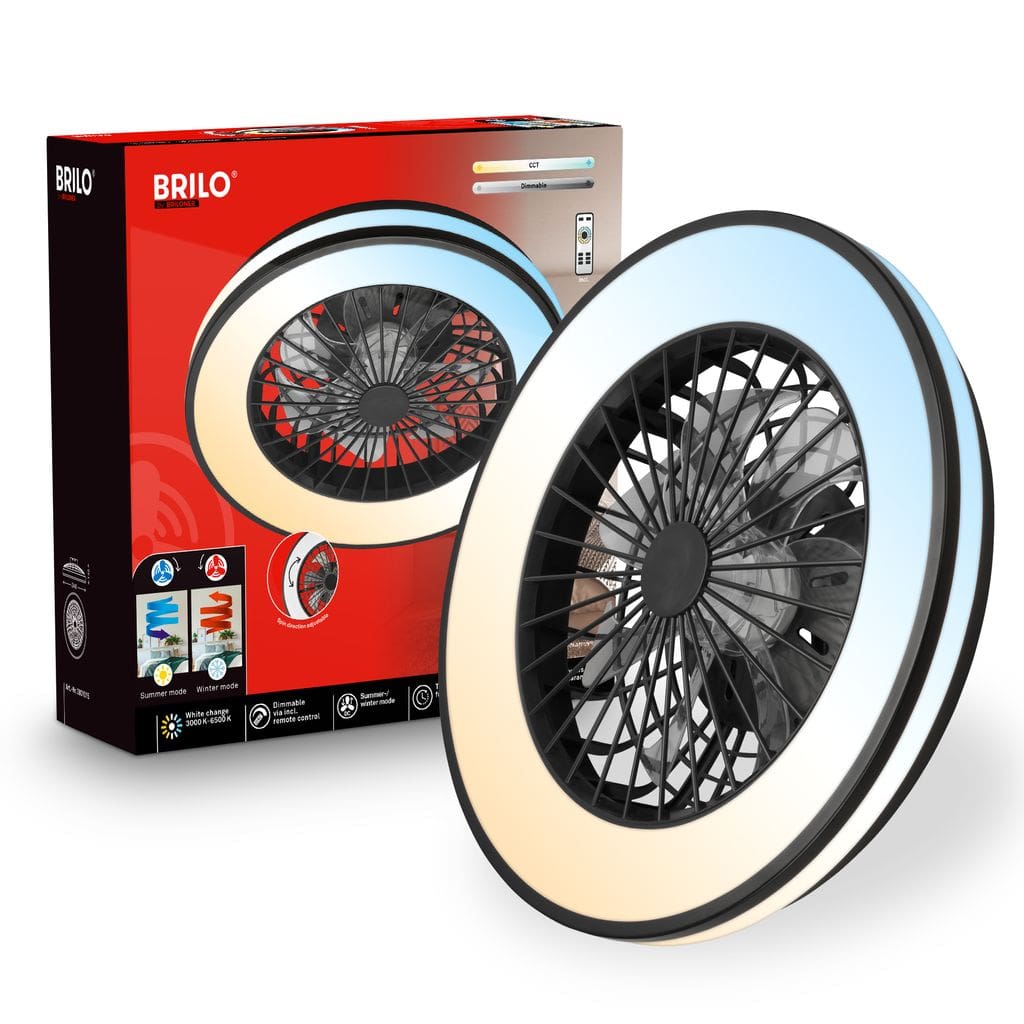 FANTUS LED Deckenleuchte mit Ventilator, 5 Geschwindigkeiten, Fernbedienung, CCT Funktion, Schwarz