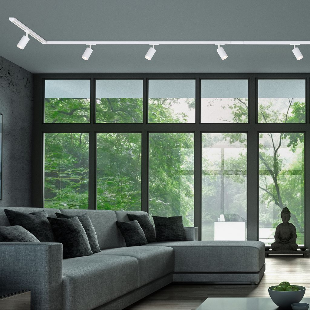 Briloner Rail Schienensystem. Komplettset. 6x GU10 Spots. Schwenkbar. Drehbar. Weiß. 4.5 m 4