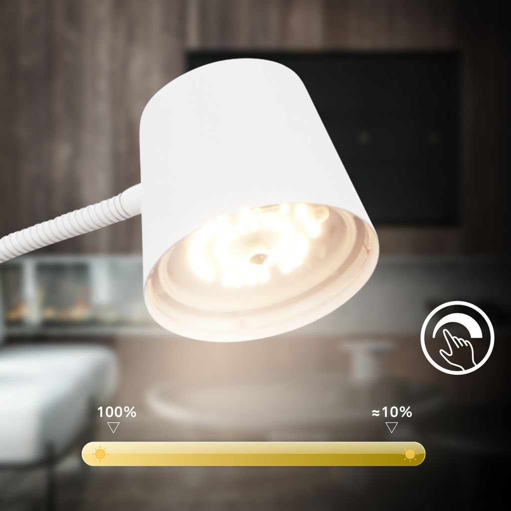 Briloner Cielo LED floor lamp cordless, dimmable, touch, white