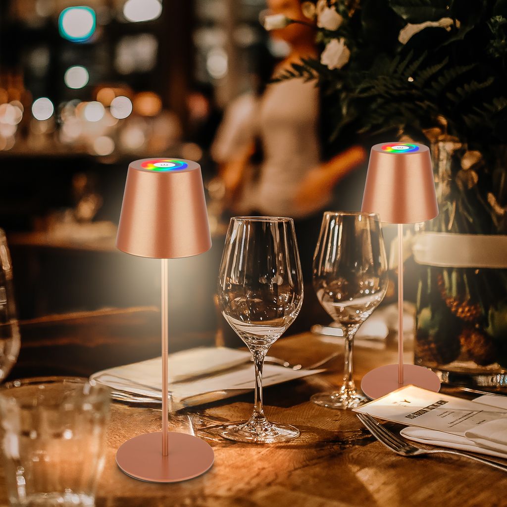 LED Tischlampe Akku LED Tischleuchte Dimmbar Kabellos Terrasse RGB Touch 7