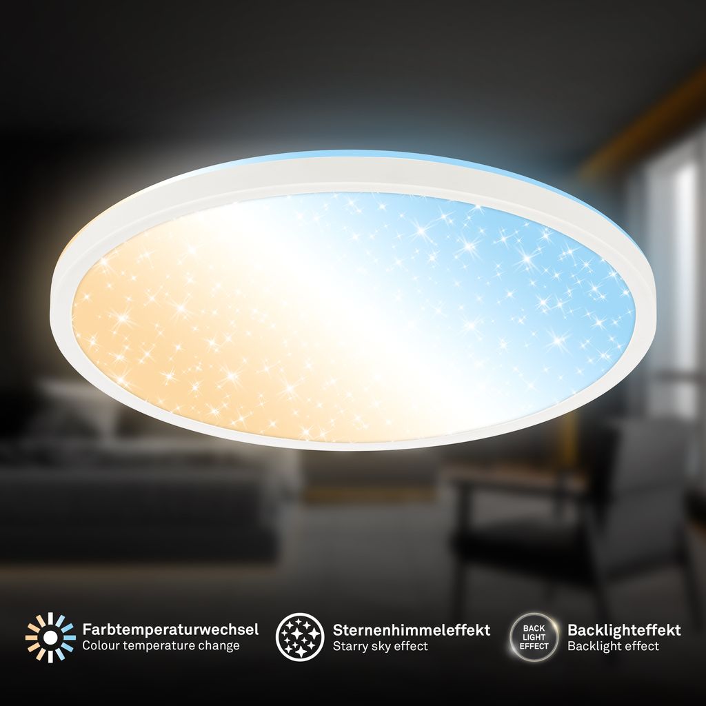 Slim LED Panel Ø29,3 cm - 18W, 2400lm, Fernbedienung, Dimmbar, CCT, Weiß