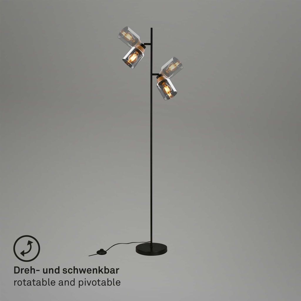 Floor light. with wood. smoked glass. 2xE27/max.10 5