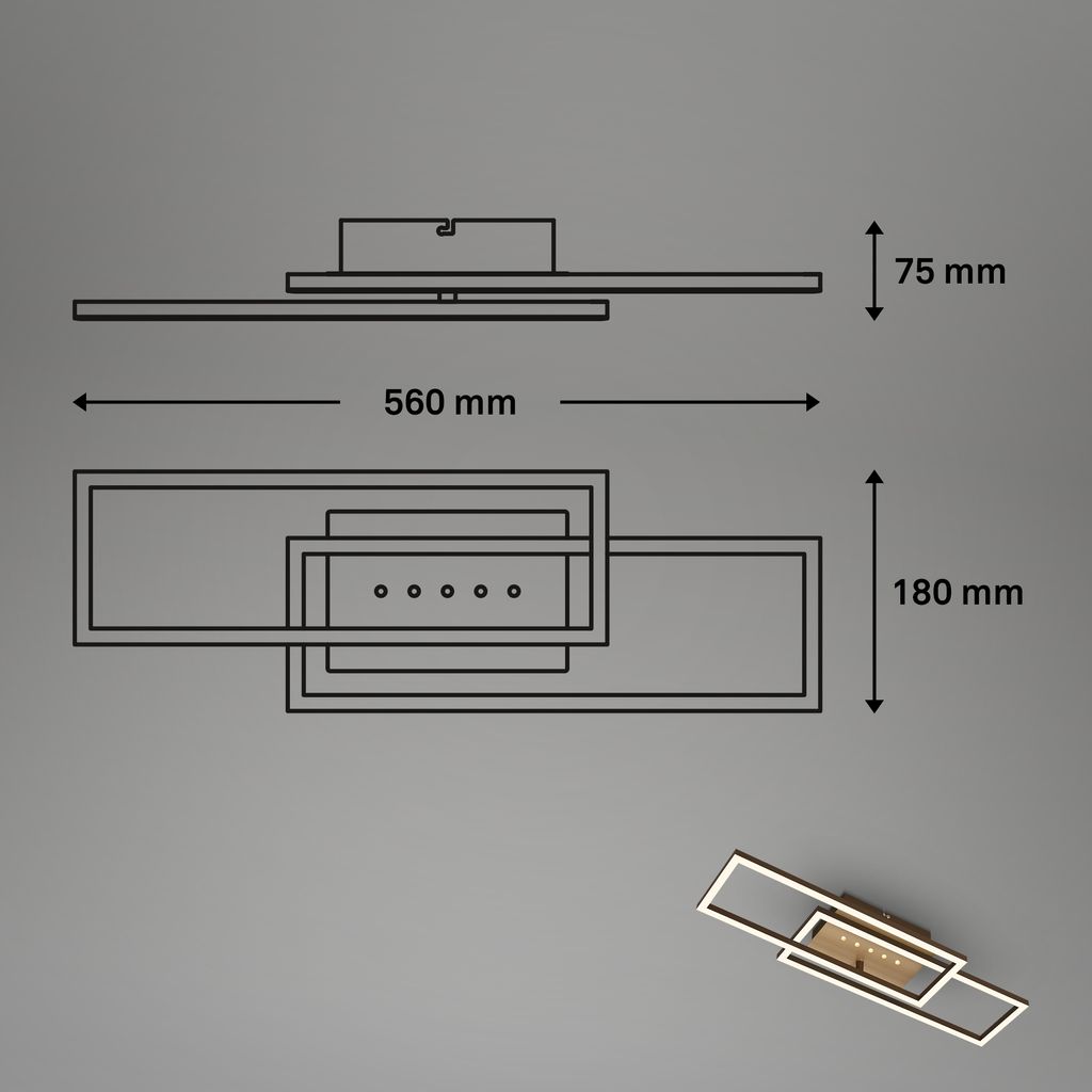 LED Deckenleuchte, 56 cm, Memory, 30W, 2850lm, braun-gold