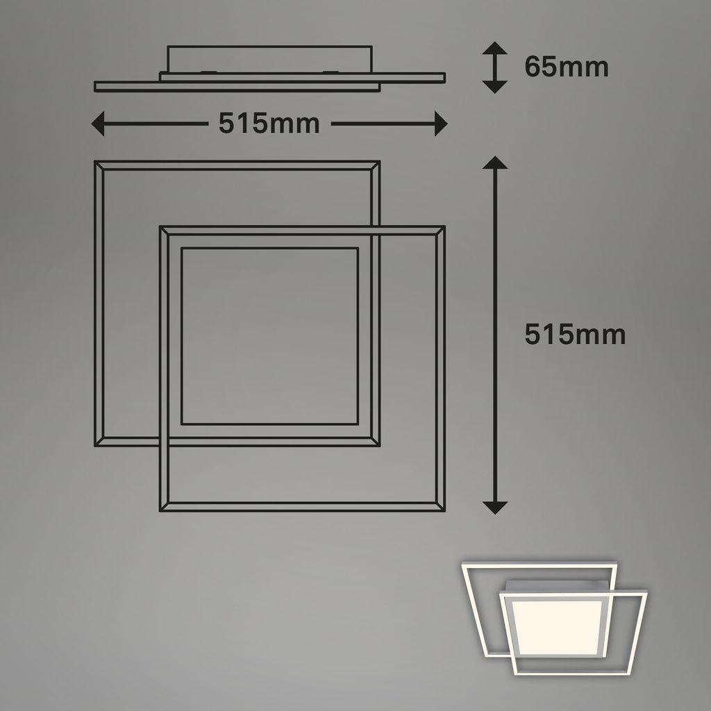 LED Deckenleuchte, 51,5 cm, LED-Platine, 50 W, 5000 lm, alu-chrom matt