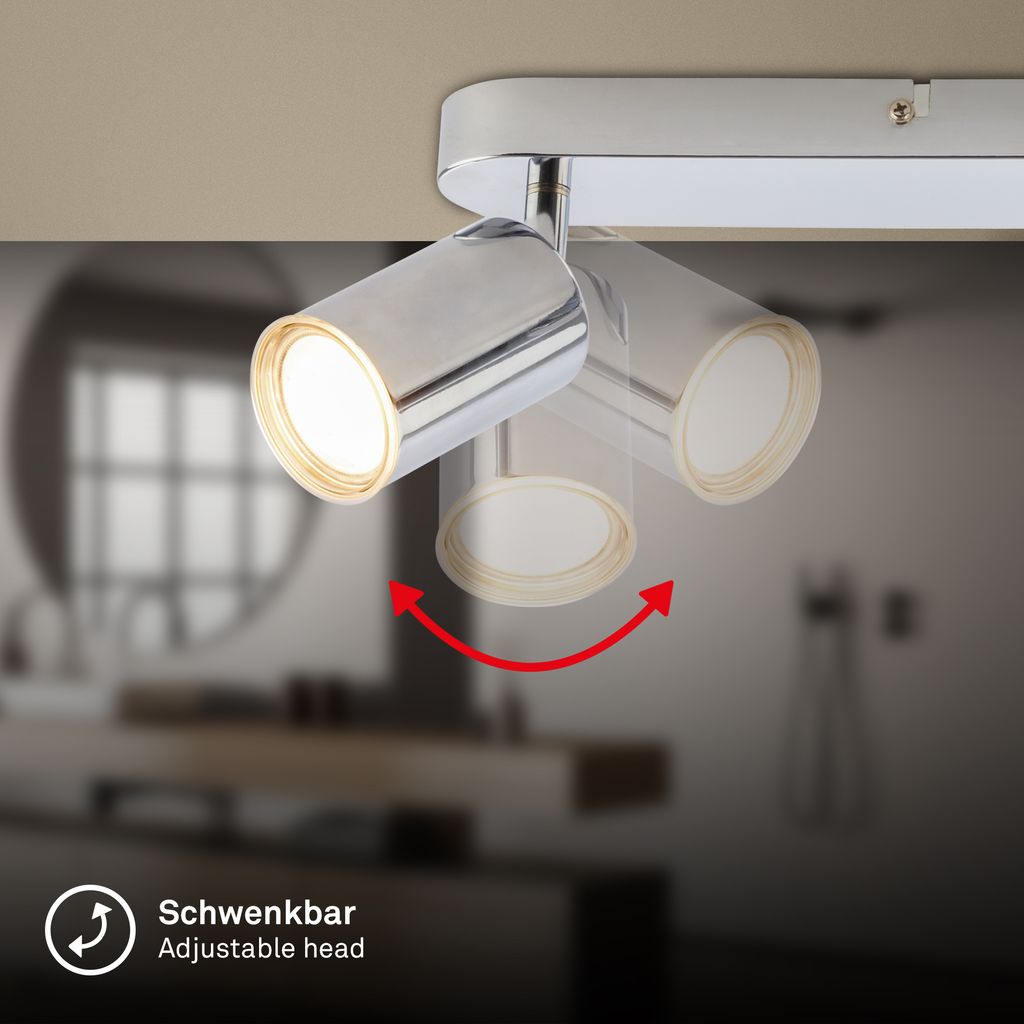 Nerida Deckenstrahler 47,5 cm - GU10 Fassung, max. 9W, Schwenkbar, IP44, Chrom