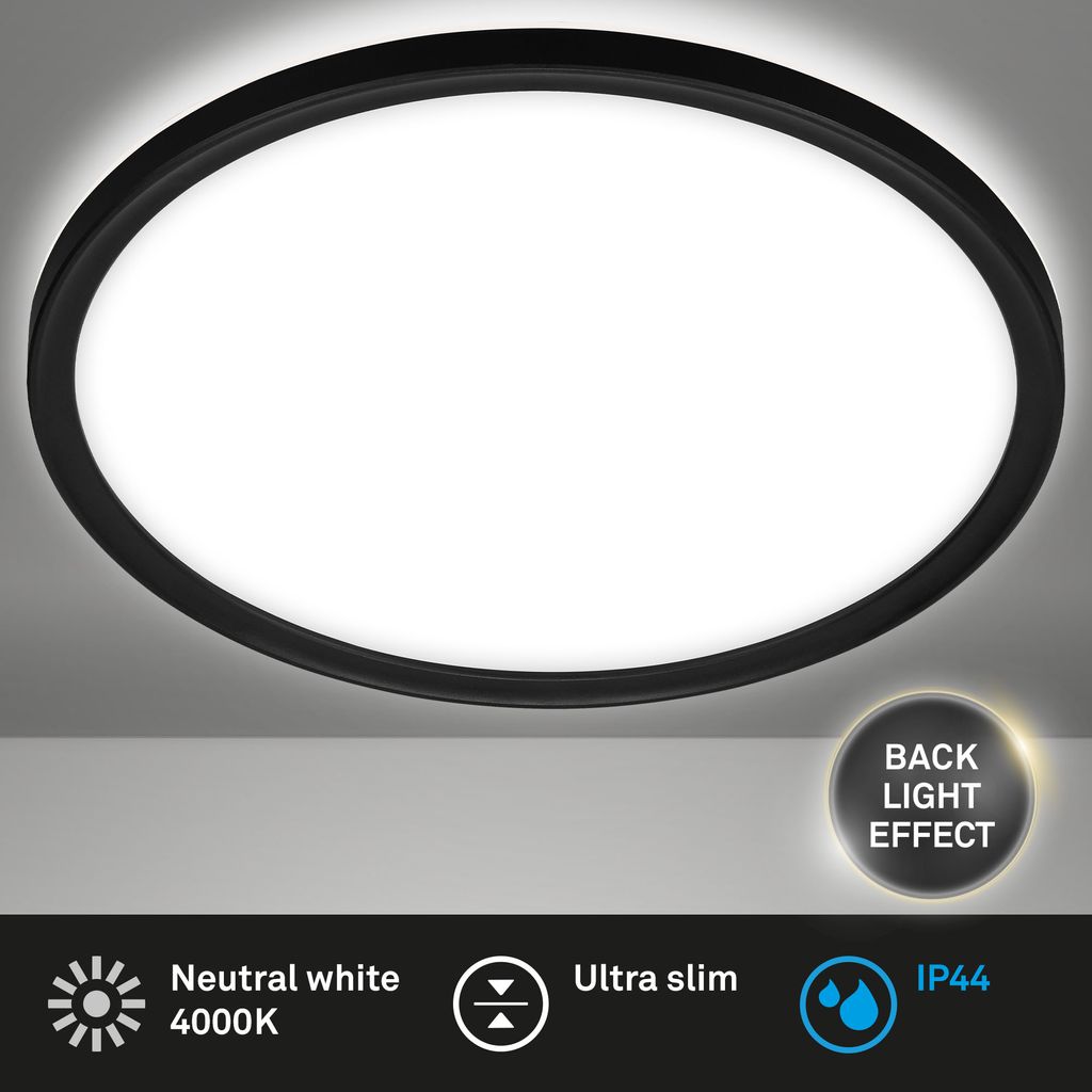 Bad Deckenleuchte, Ø 29 cm, 19 W, 2400 lm, Schwarz