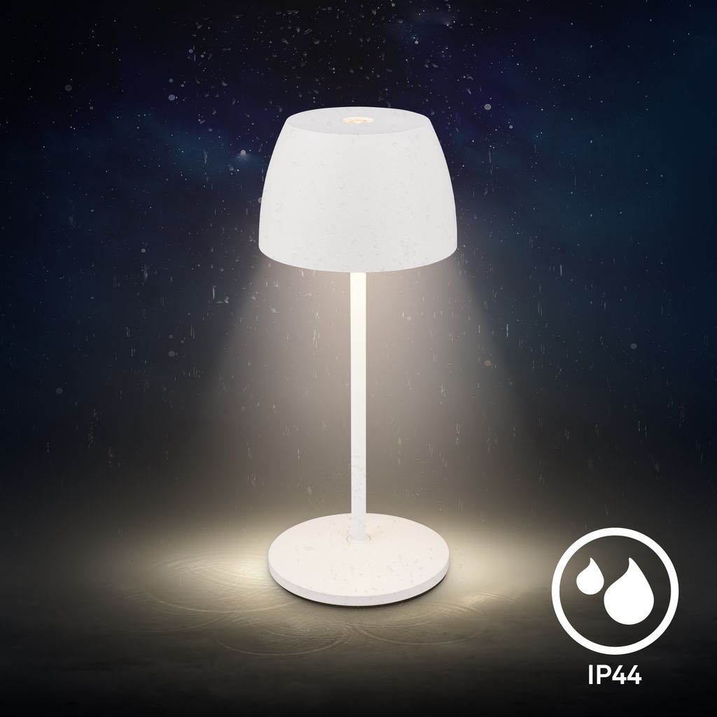 Briloner Serina Mini LED Tischlampe kabellos IP44, Dimmbar, Ladestation, Weiß