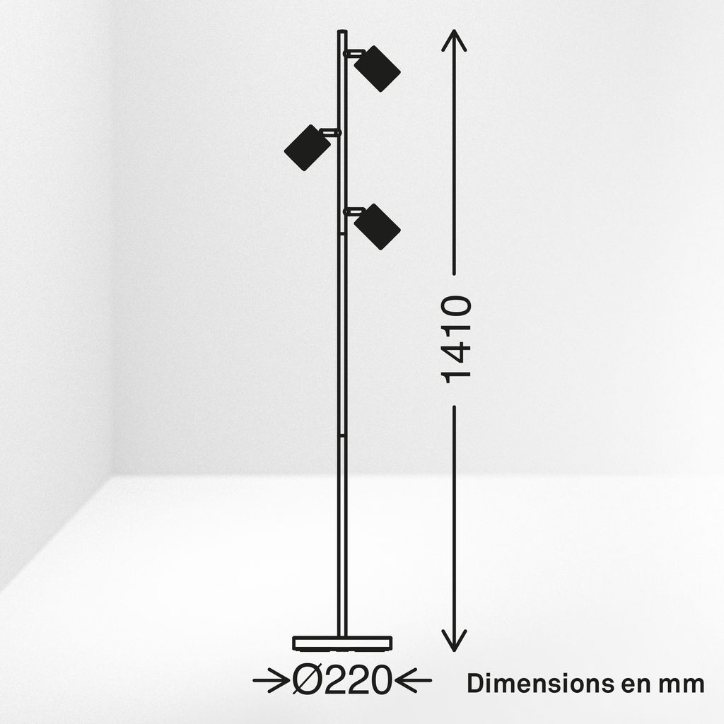Ida Floor Lamp - Switch, Adjustable, GU10 Socket, max. 9W, Black