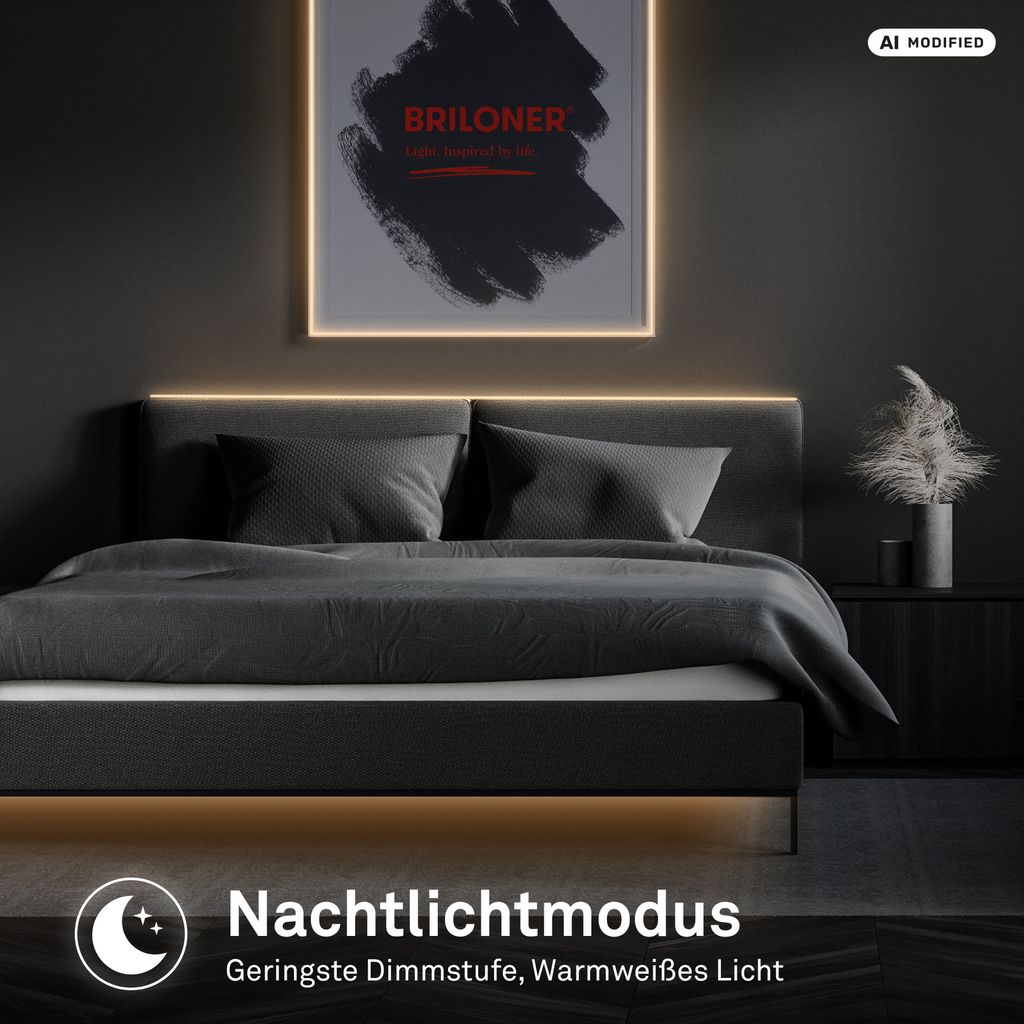COB LED Streifen 5 m - Dimmbar, Fernbedienung, Warmweiß, RGBIC Farbwechsel, Weiß