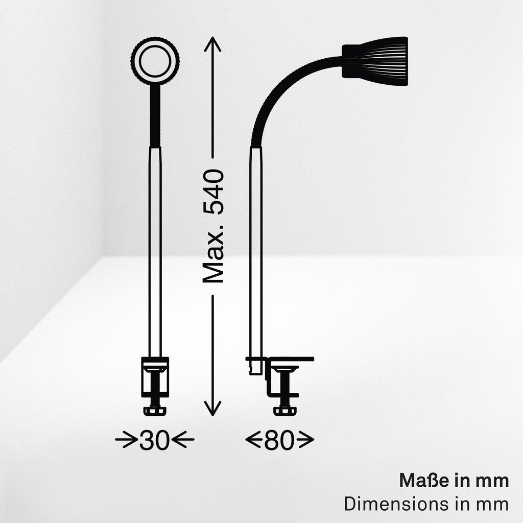 Riff Klemmlampe - 3,5W, 400lm, LED, Schwenkbar, Warmweiß, Altweiß