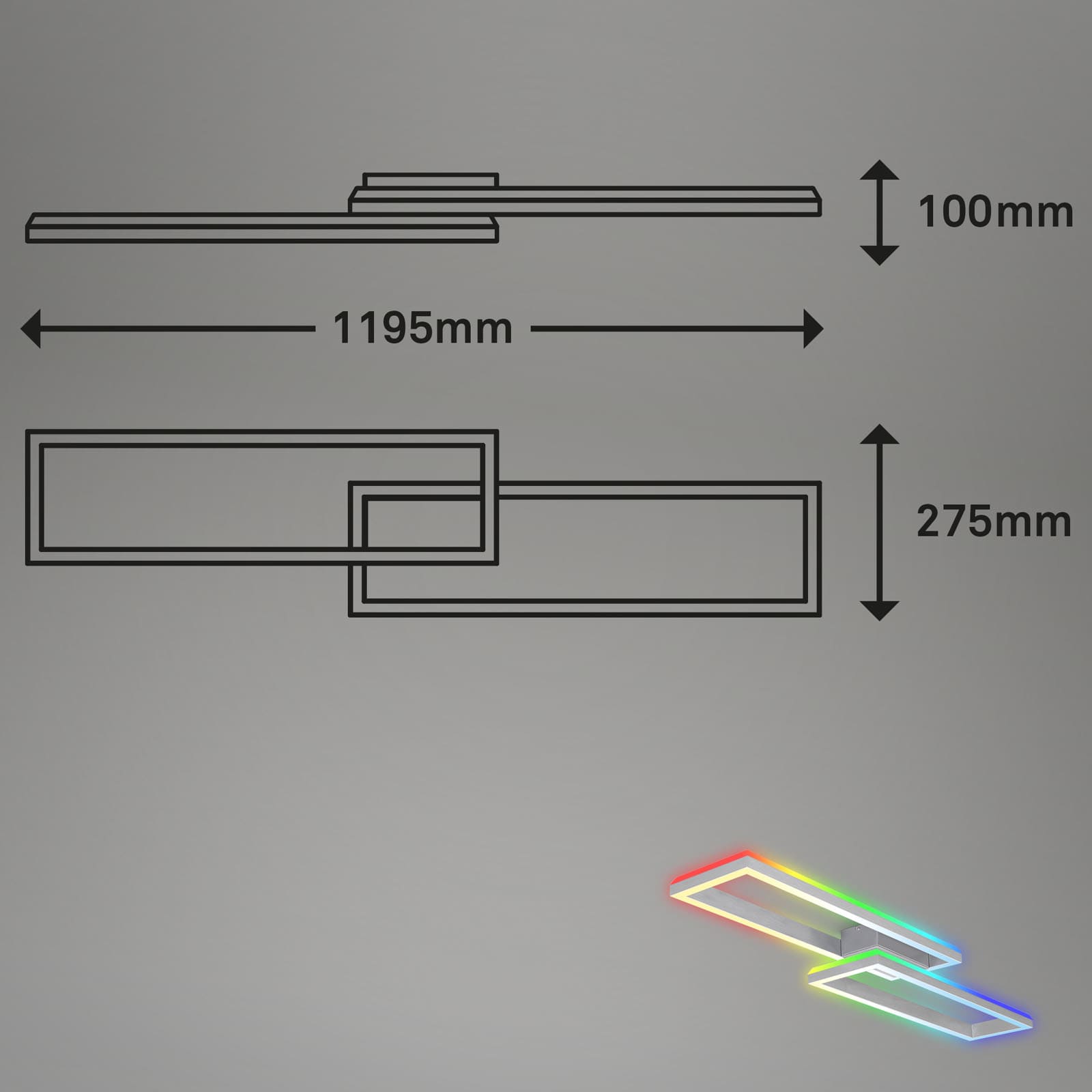 RGB CCT LED Deckenleuchte, 119,5 cm, LED-Platine, 45 W, 4400 lm,  aluminiumfarbig