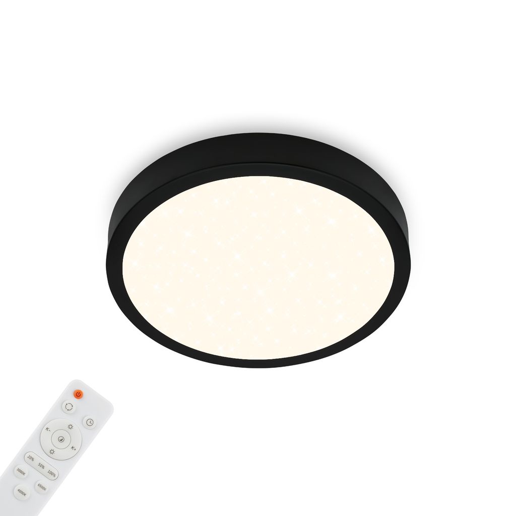 LED Deckenleuchte Sternenhimmel dimmbar Fernbedienung schwarz Ø28cm Briloner 0