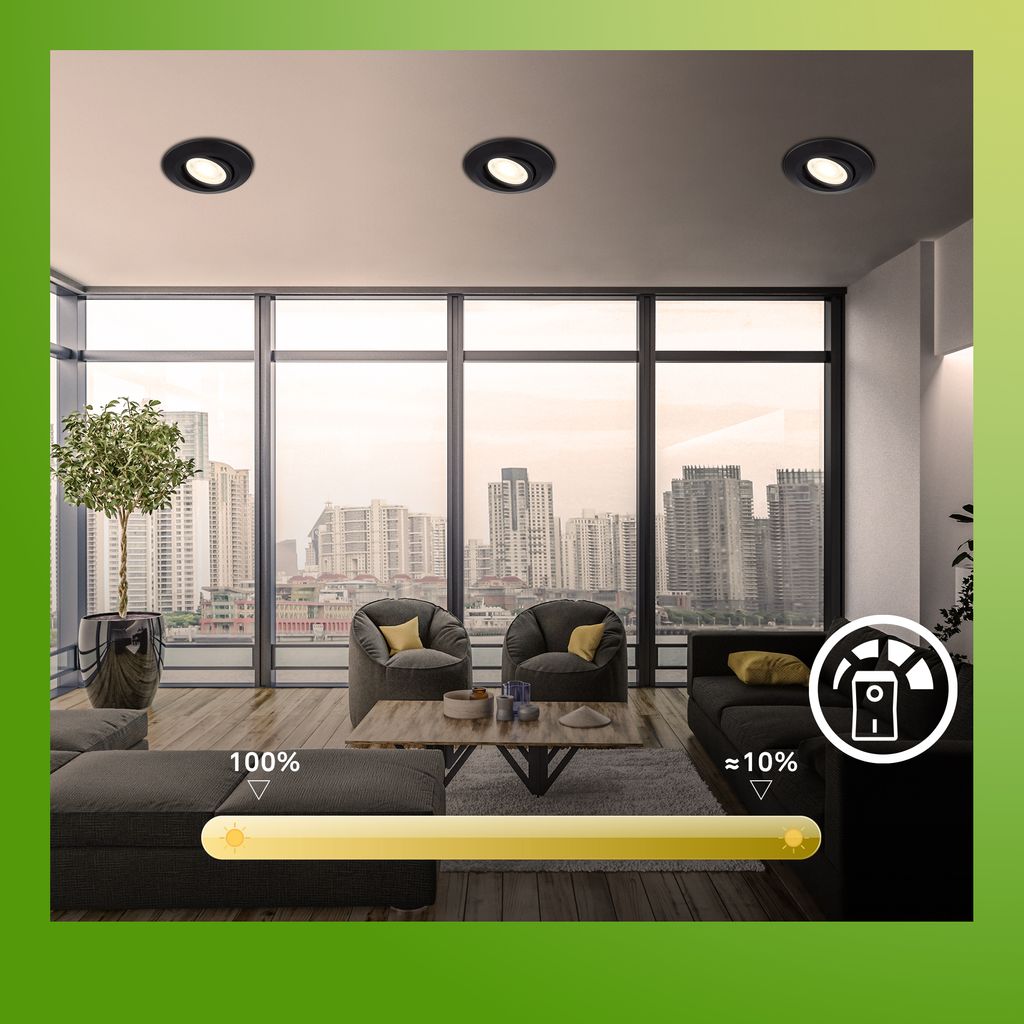 Briloner Klira Set de 6 spots LED encastrables 230V, variateur d'intensité, orientable, noir