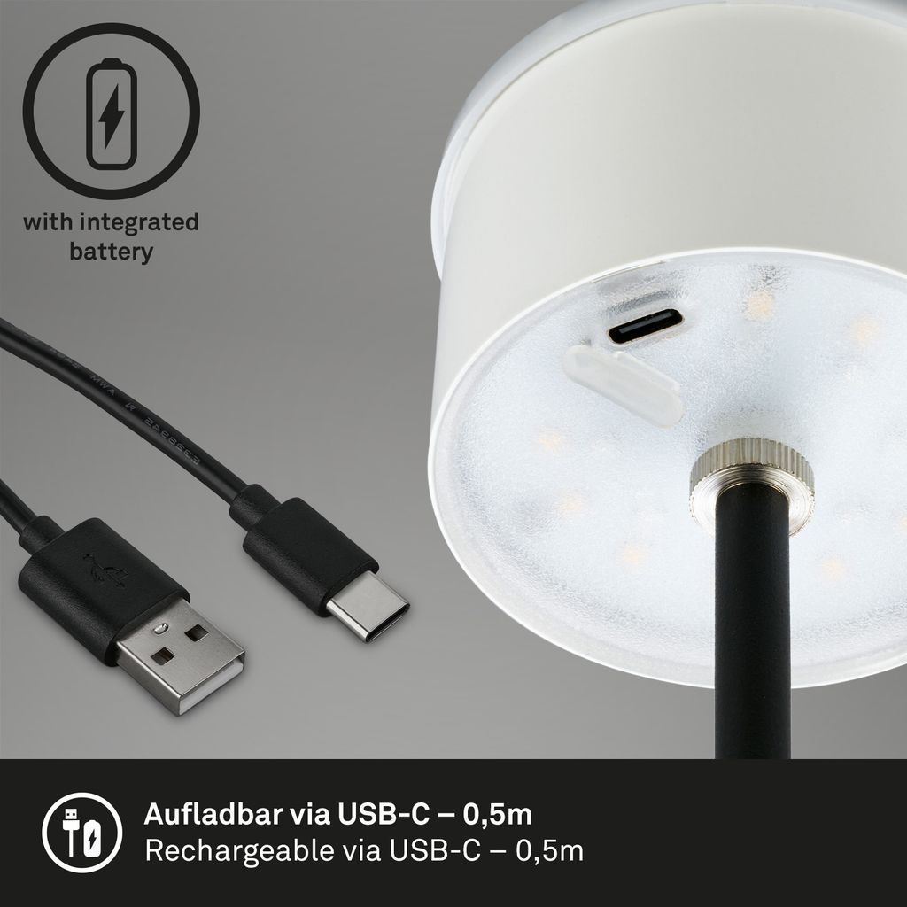 LED Akku-Tischleuchte Tischlampe höhenverstellbar IP44 schwarz RGB innen außen 5