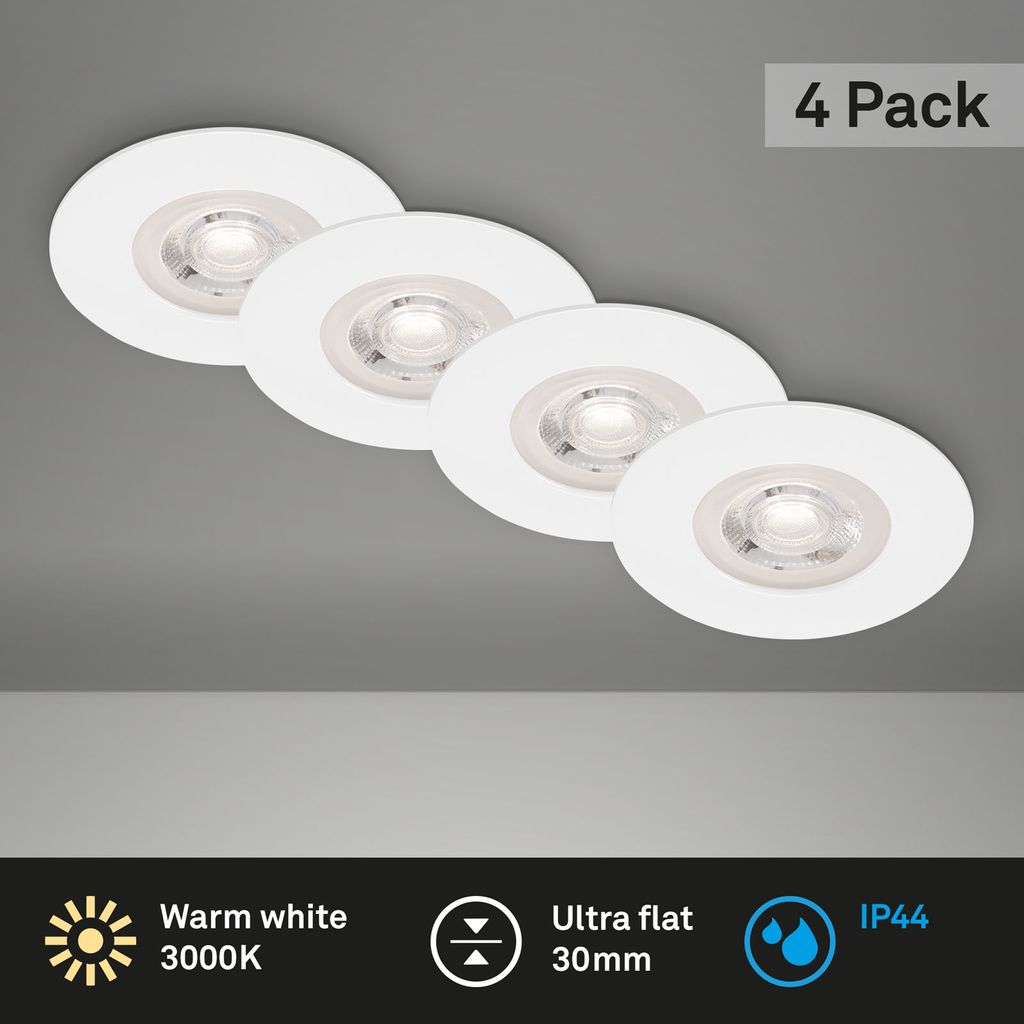 LED Einbauleuchten, Ø9 cm, 4x LED, 4,9 W, 480 lm, weiß