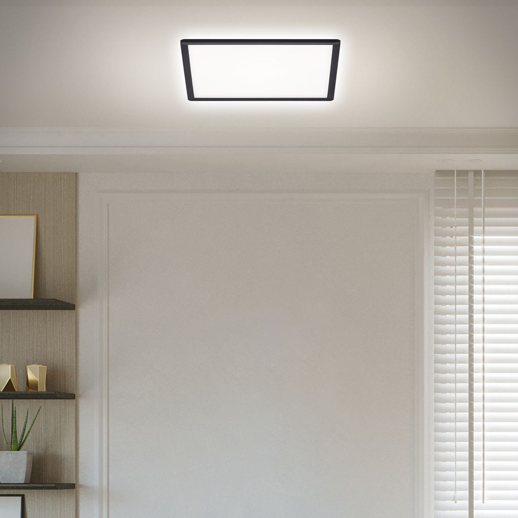 Slim LED Panel, backlight, flat, square form, 22W, 3000lm, black