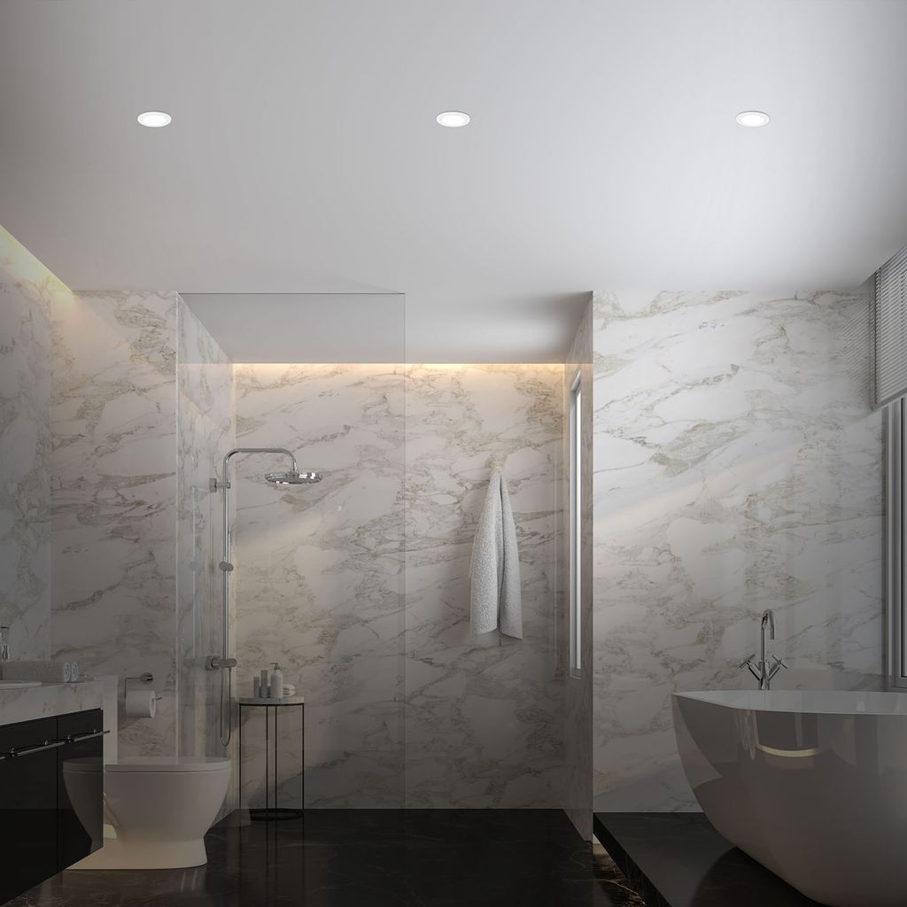 LED Einbauleuchten Bad 3er Set dimmbar Fernbedienung IP44 weiß Ø9.2cm Briloner 5