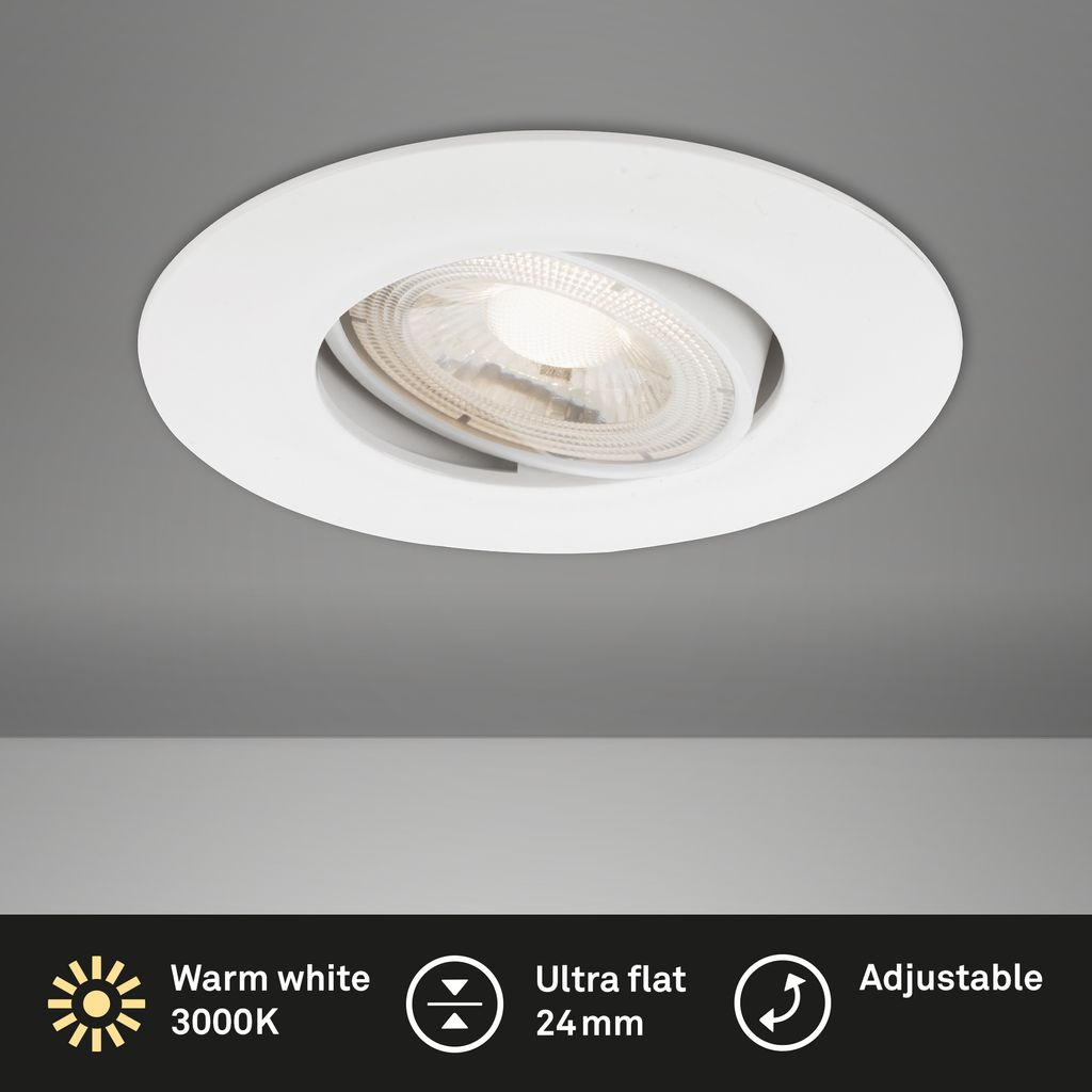 Ultraflache LED Einbauleuchte. Ø 9 cm. 5 W. Weiß. Briloner Leuchten 1