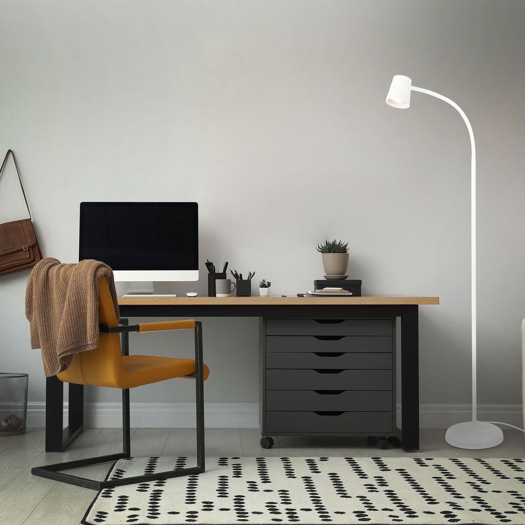 BRILONER Stehleuchte. mit Fußschalter. flexibler Lampenkopf. Stehlampe. 127.5 cm. 1x GU10. max. 9W. weiß 2