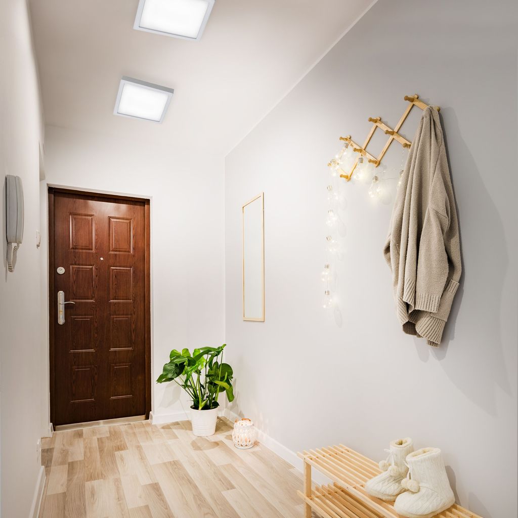 LED Aufbauleuchte Deckenlampe 21 W Quadratisch 4000K Chrom-Matt Briloner 9