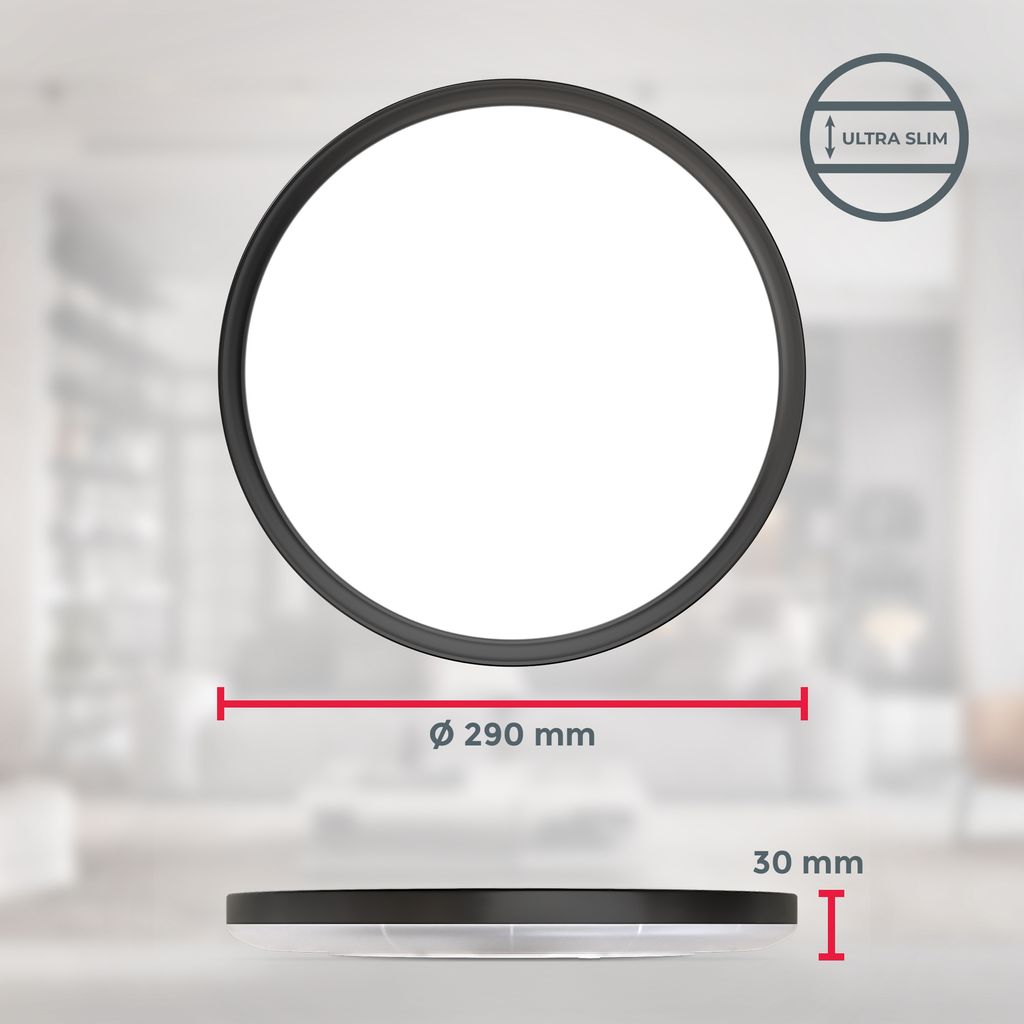B.K.Licht I Round RGB LED ceiling lamp I ultra flat LED panel I colour change I RGBW ceiling light dimmable I backlight effect I remote control I Black