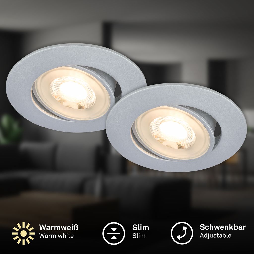 Besi Einbaustrahler 68mm 2er Set - 230V, 4,8W, 420lm, LED, Warmweiß, Chrom-matt