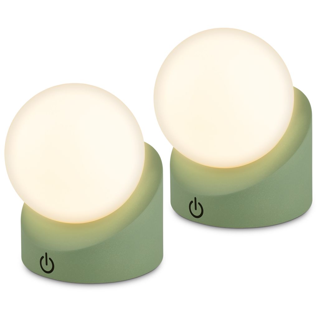 Sora Mini LED Tischlampe kabellos IP54, Dimmbar, Touch, 2er Set, Grün