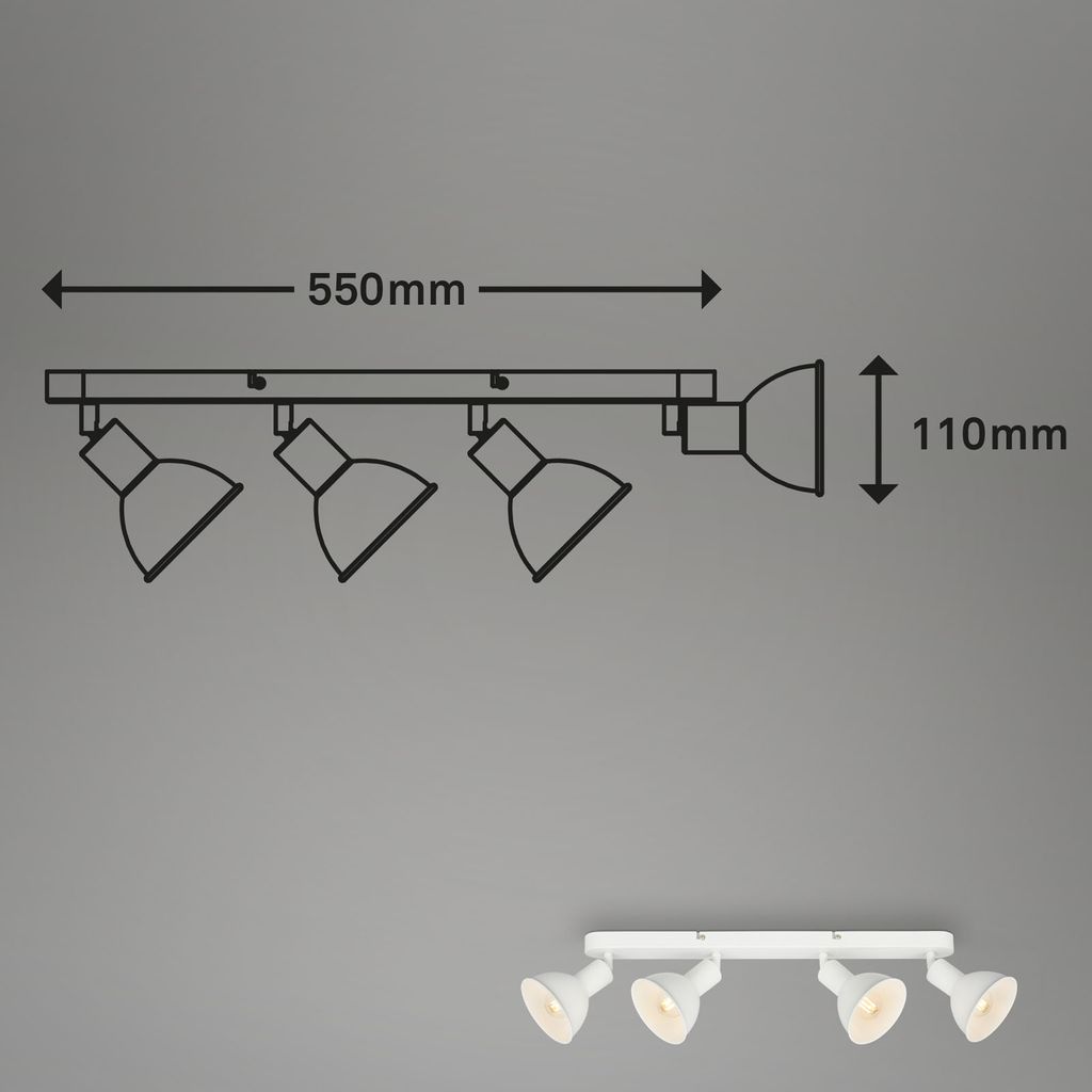 Spotleuchte 55 cm 4xexkl. E14 max. 25W weiß