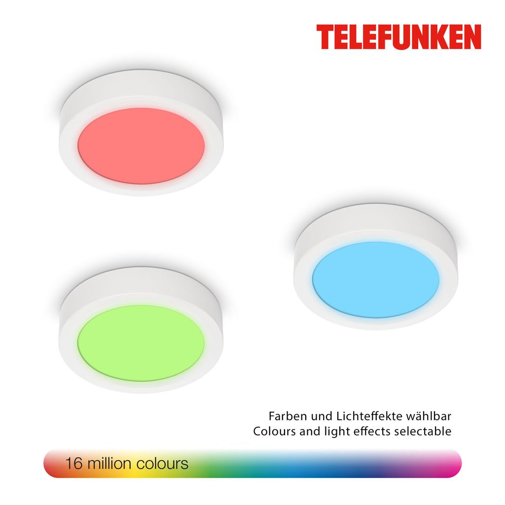 LED Aufbauleuchte Smart WiFi App Steuerung Bluetooth 18W weiß Metall Telefunken 6