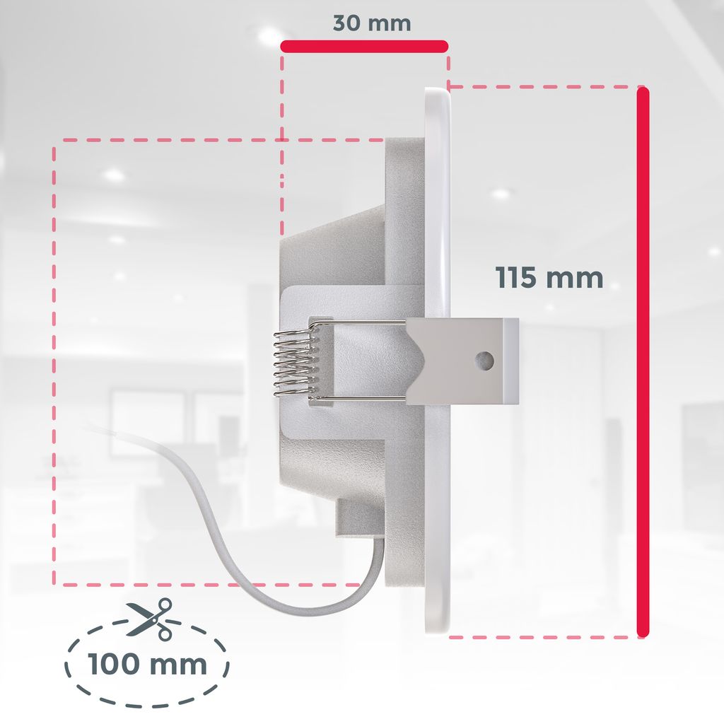 Einbauspot 100mm 6er Set - 230V, 6W, 600lm, LED, dimmbar, IP44, warmweiß, weiß