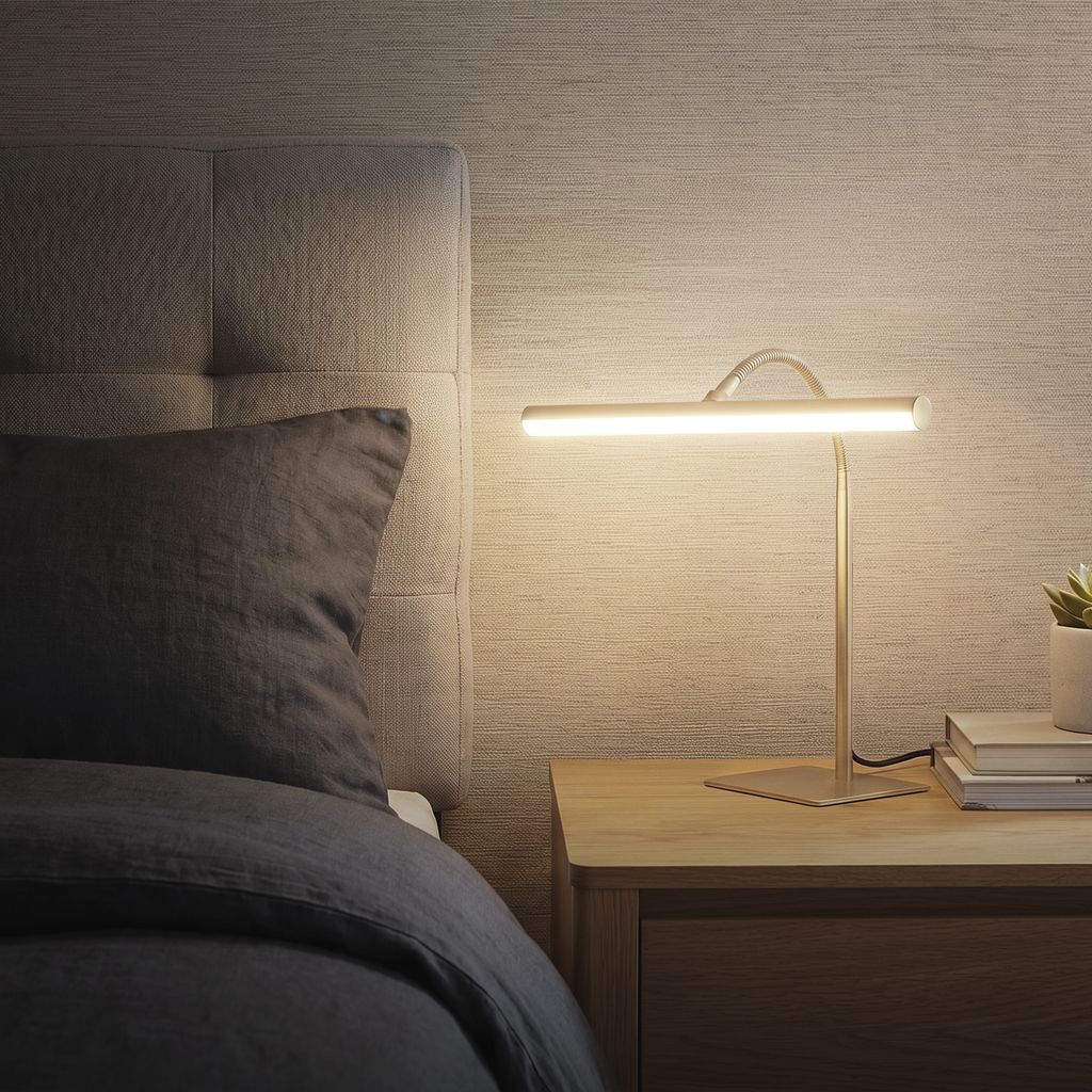 Lectra Schreibtischlampe - 7W, 800lm, mit Schalter, LED, Warmweiß, Satin-Metallic