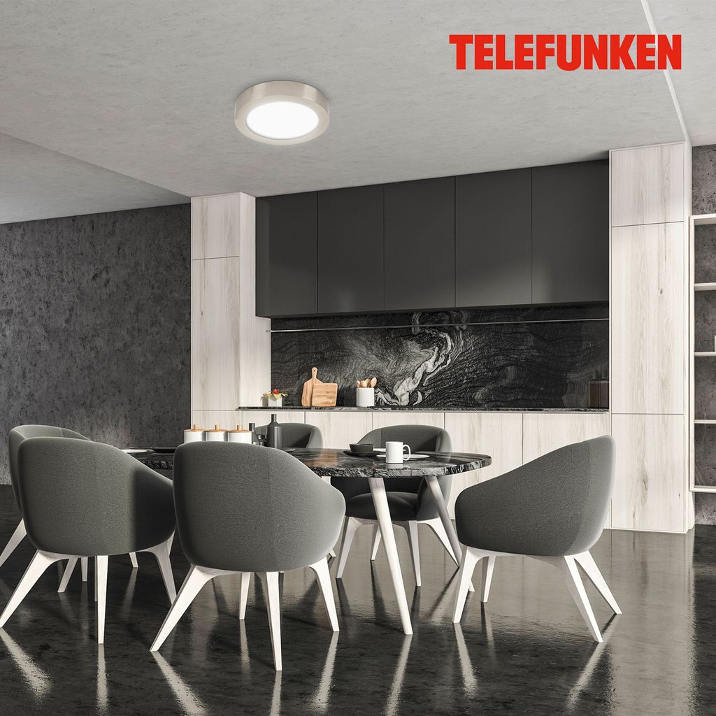 LED Aufbauleuchte Smart WiFi dimmbar CCT Bluetooth 18W silber Metall Telefunken 8