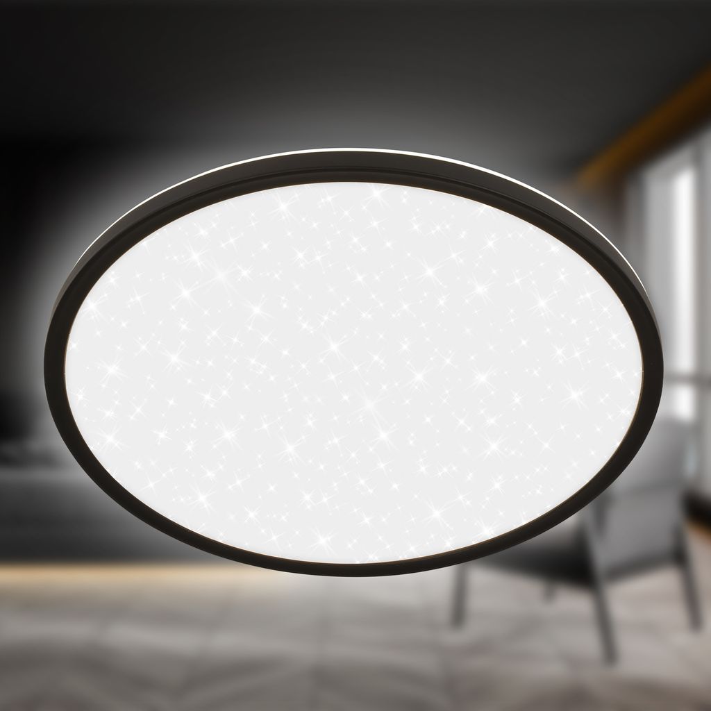 Slim LED Panel Ø37,5 cm - 22W, 3000lm, Sternenhimmel, Neutralweiß, Schwarz
