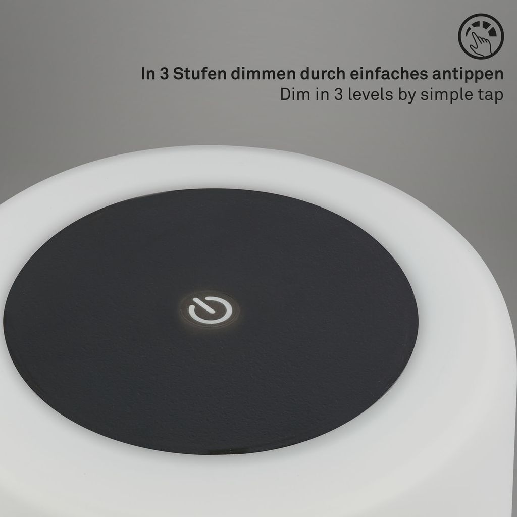 LED Akku Tischleuchte Ø12,5 cm, LED-Modul,  3W, 350 lm, schwarz