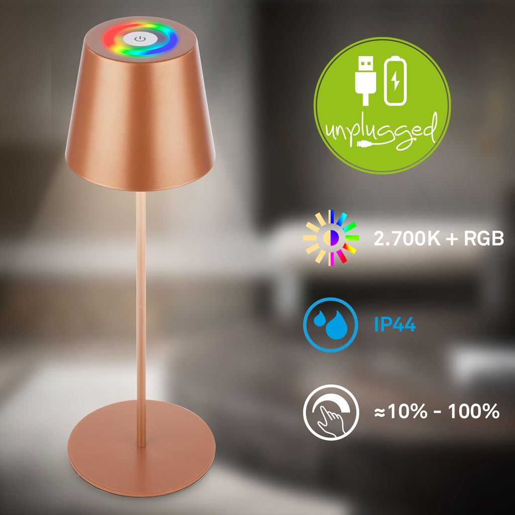 LED Tischlampe Akku LED Tischleuchte Dimmbar Kabellos Terrasse RGB Touch 1