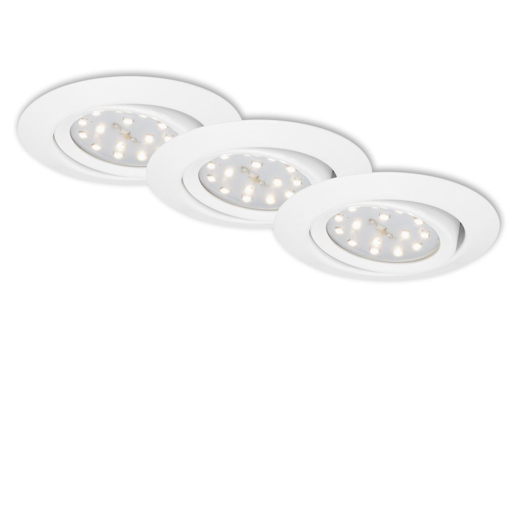 3er Set LED Einbauleuchte, Ø 8,2 cm, 3 W, Weiß