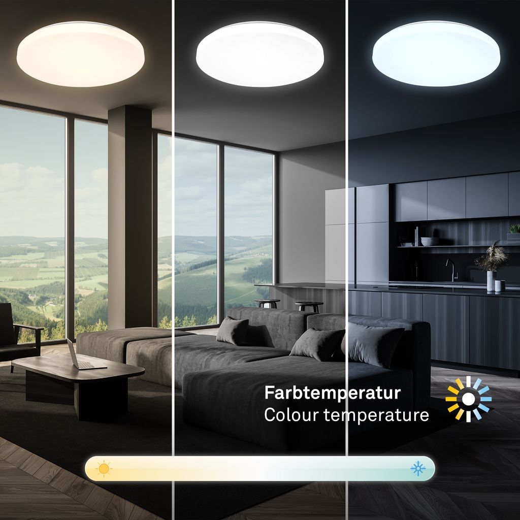 Rowno LED Deckenlampe, Dimmbar, CCT, Fernbedienung, Rund 49 cm, Weiß