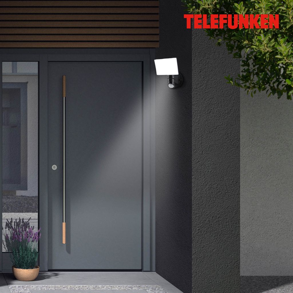 LED Außenleuchte Bewegungsmelder IP44 16W schwarz Kunststoff Telefunken 9