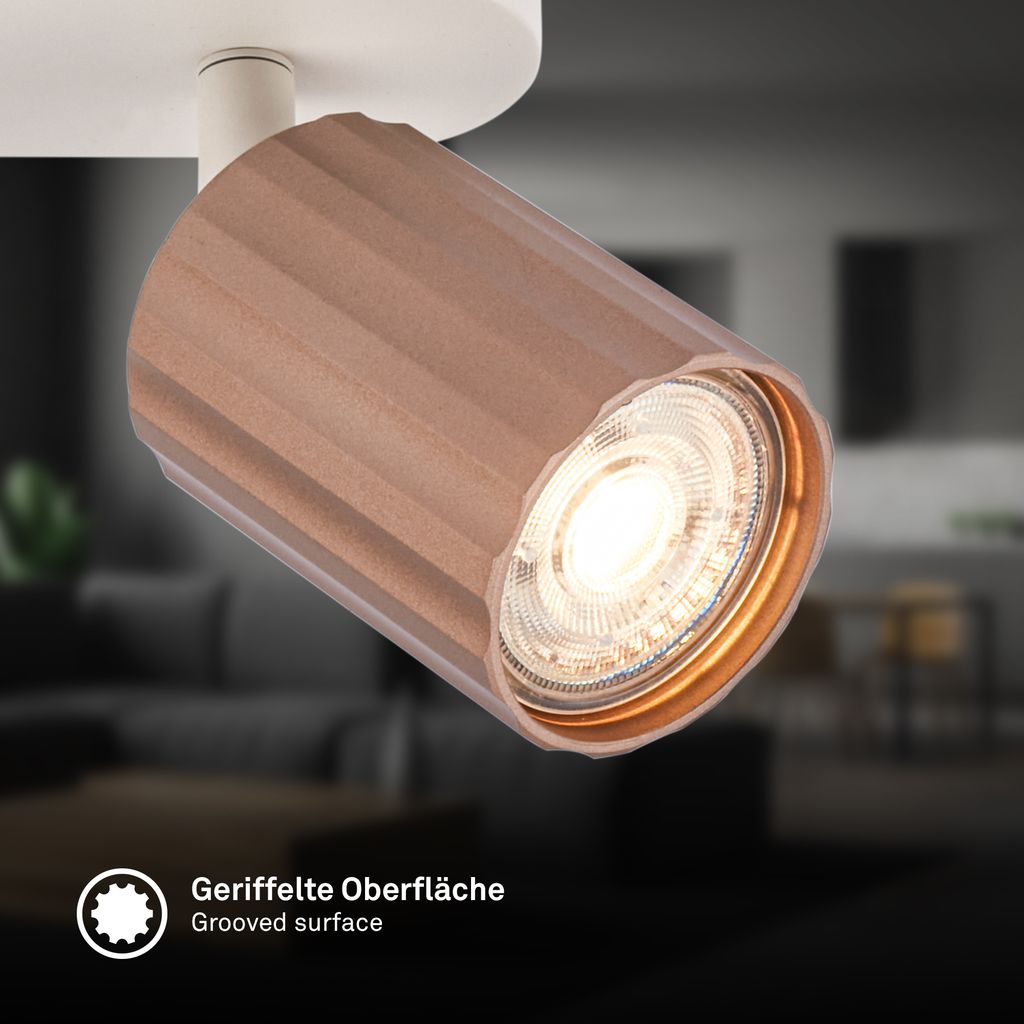 2-Way GU10 Spot Light Coffee – Metal Ribbed Design, Ceiling Mount