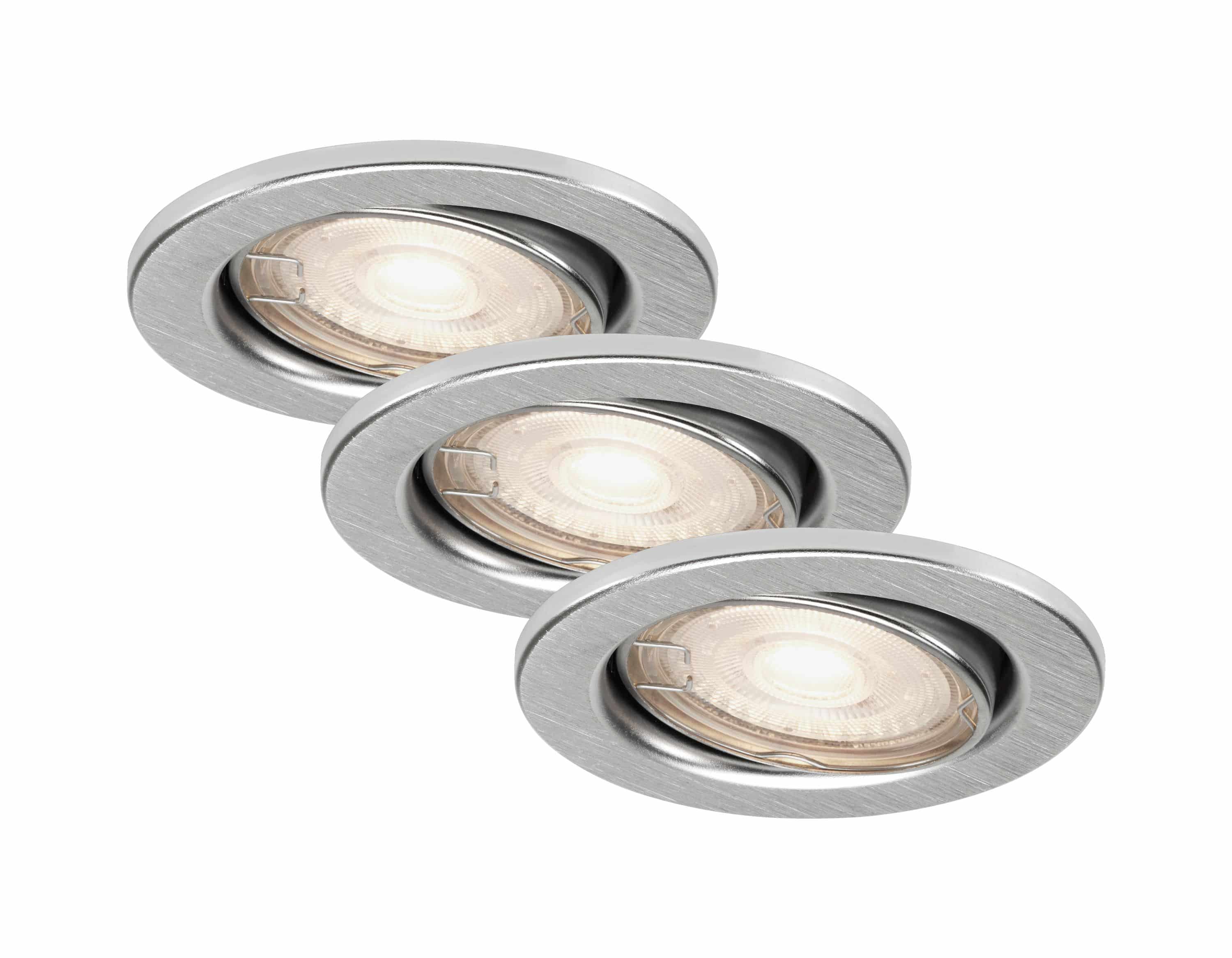 Set of 3 Recessed luminaires Ø 8,6 cm GU10 5W 400lm aluminium