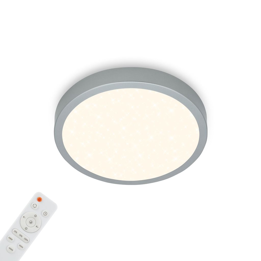 LED Deckenleuchte Sternenhimmel dimmbar Fernbedienung silber Ø28cm Briloner 0