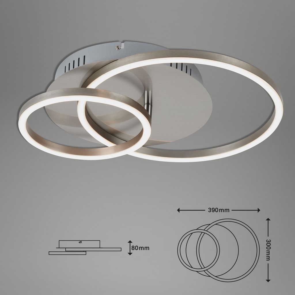 LED Deckenleuchte, 39 cm, 30 W, Matt-Nickel