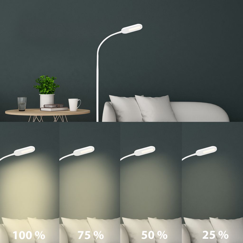 BRILONER OFFICE STEP LED Stehlampe. Touchfunktion. CCT Farbtemperatursteuerung. Dimmbar. Schwenkbar. weiß. 21 x 21 x 128 cm 3