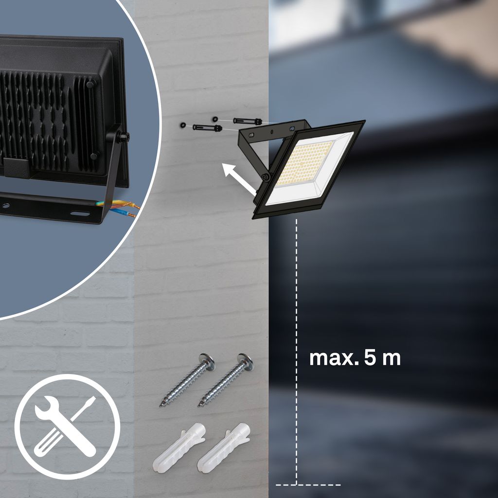 Varo Wandstrahler Außen - 20W, 1800lm, LED, Neutralweiß, IP65, Schwarz