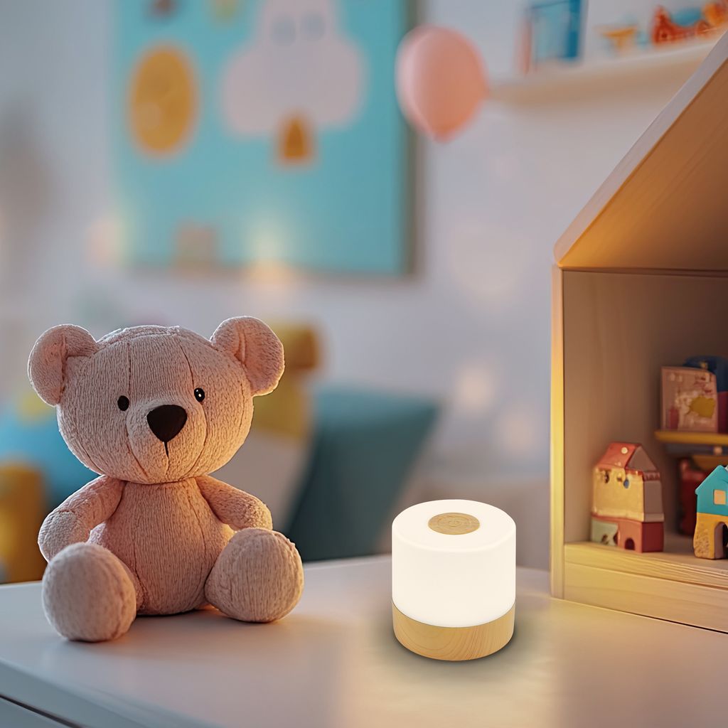 Tischleuchte - 2W, 150lm, kabellos, led, dimmbar, warmweiß, holzfarbig