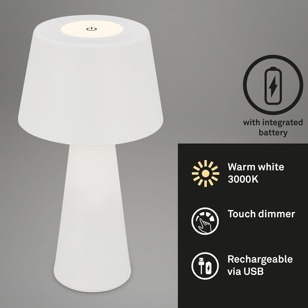 LED Akku-Tischleuchte Ø16,5 cm 3,5W 400lm weiß